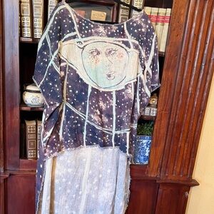 Lunar Face Boho Top in Navy and Cream.  I love linen.  Still in stores